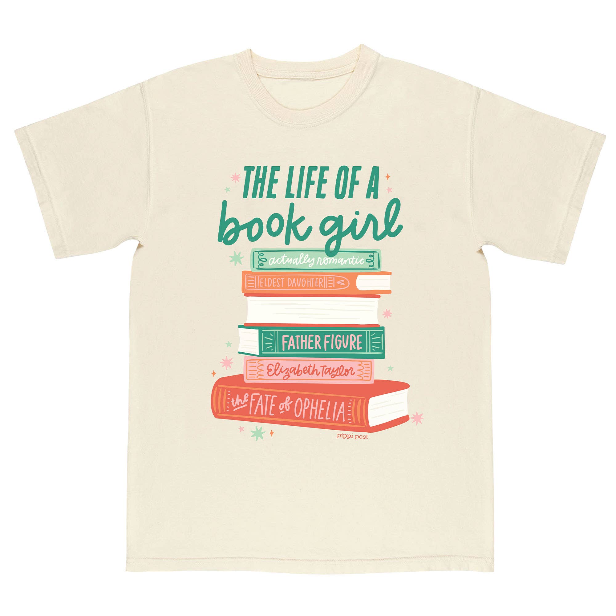 Pippi Post - Wholesale Screen Printed T-Shirt - Women's - Life of a Book Girl Tee - Ivory2