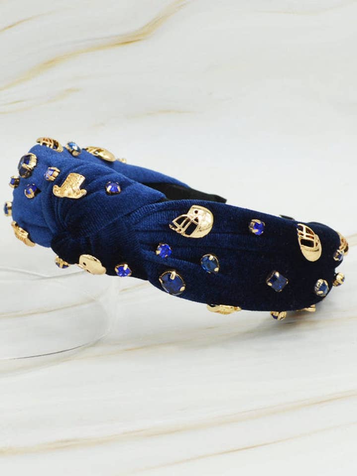 SHB1001 Velour Gameday Charms & Gems Headband for wholesale by MiMi Wholesale