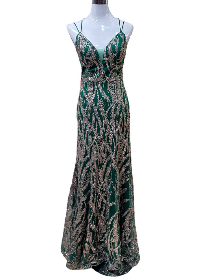 Emerald green long rhinestone mermaid dress for wholesale by Les Voiliers