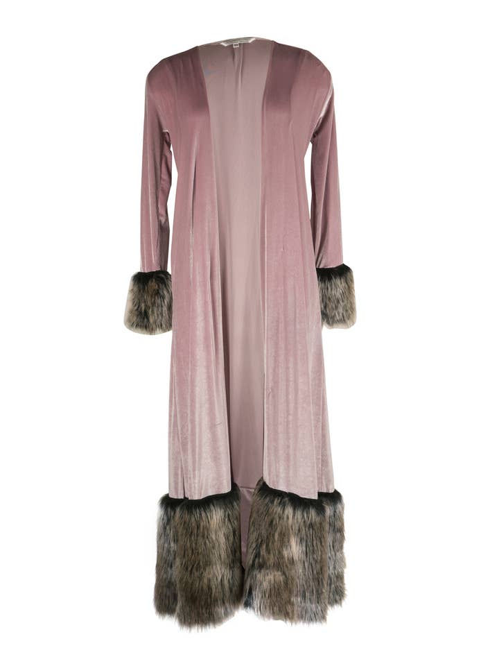 Jennafer Grace - Wholesale Peacoat - Women's - Blush Velvet Faux Fur Cuff Jacket