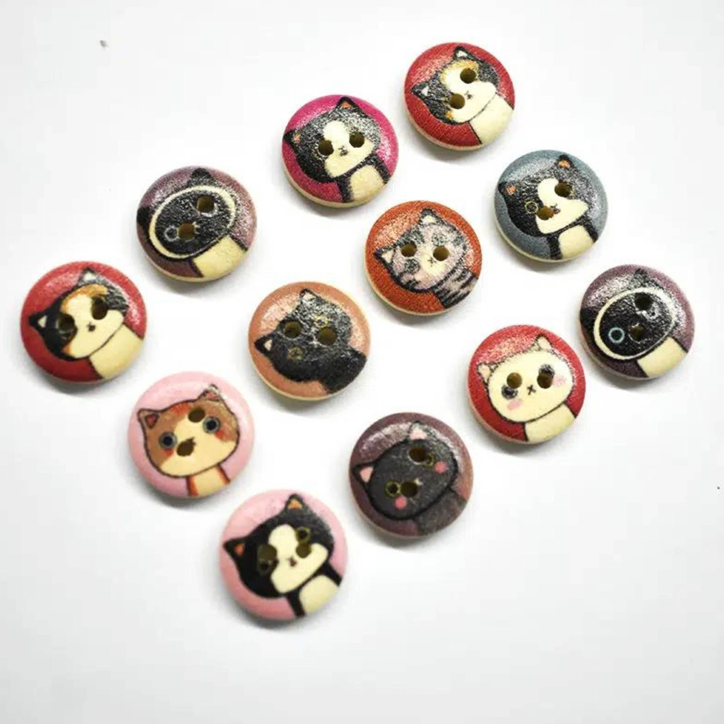 Magnifique Hearts – wholesale Sewing button/snap – Wooden Cat Buttons, Meow Buttons, Sewing Supplies, Kitten Bu4