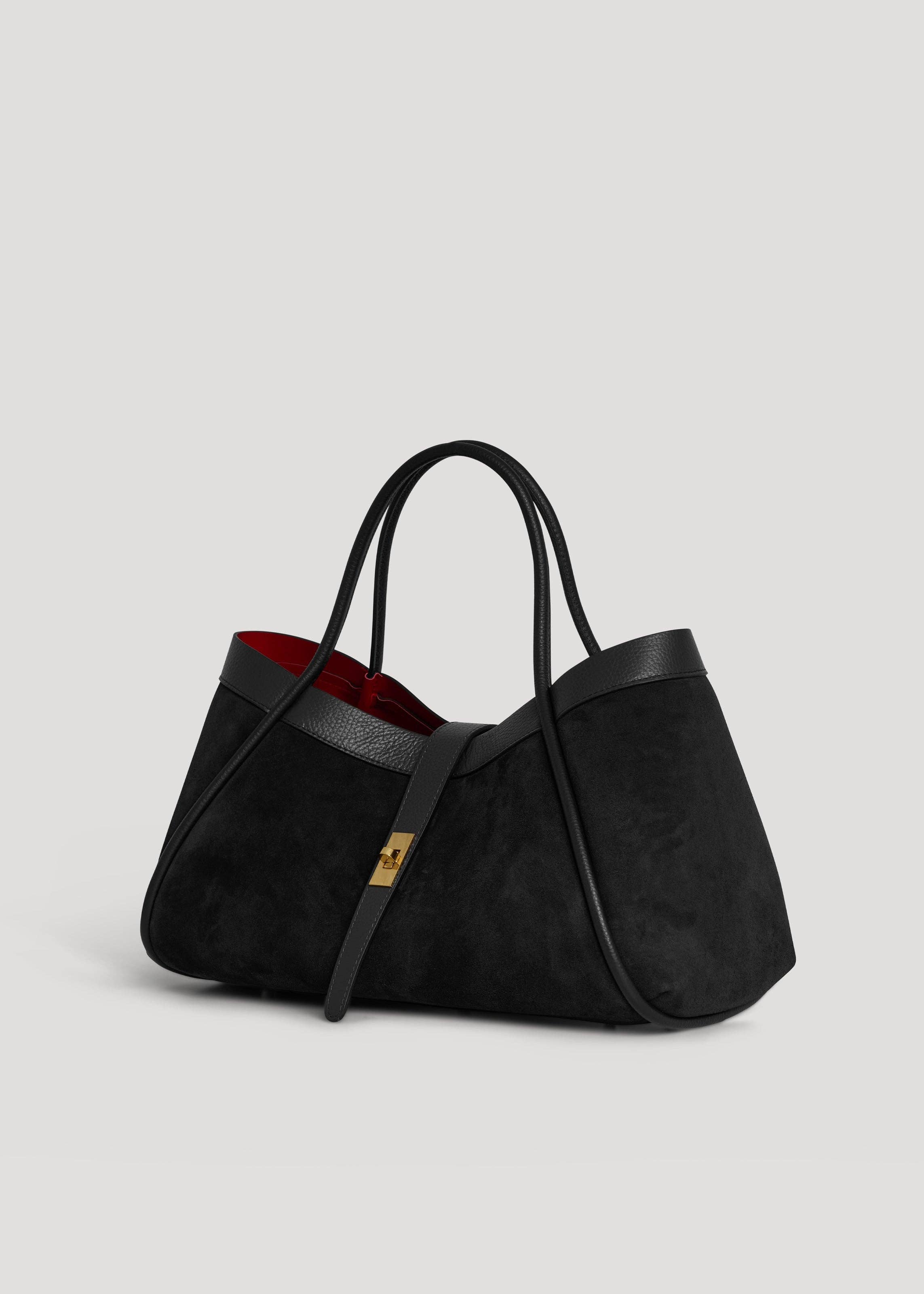 Prestige Milano - Wholesale Tote Bag - Women's - Borsa Mayfair in camoscio nero e pelle Togo1