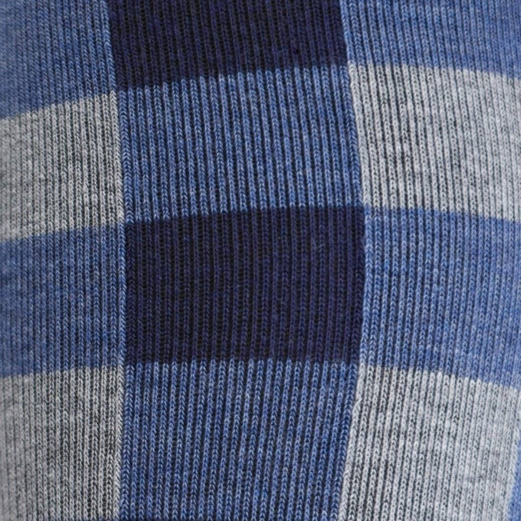 Black Heathered Grey 15-20 mmHg Cotton Compression Socks: Montana Plaid Navy for wholesale on Faire10