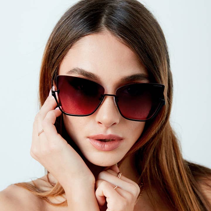 TOPFOXX - Wholesale Sunglasses - Women's - Vixen - Ruby Rimless Metal Cateye Sunglasses2