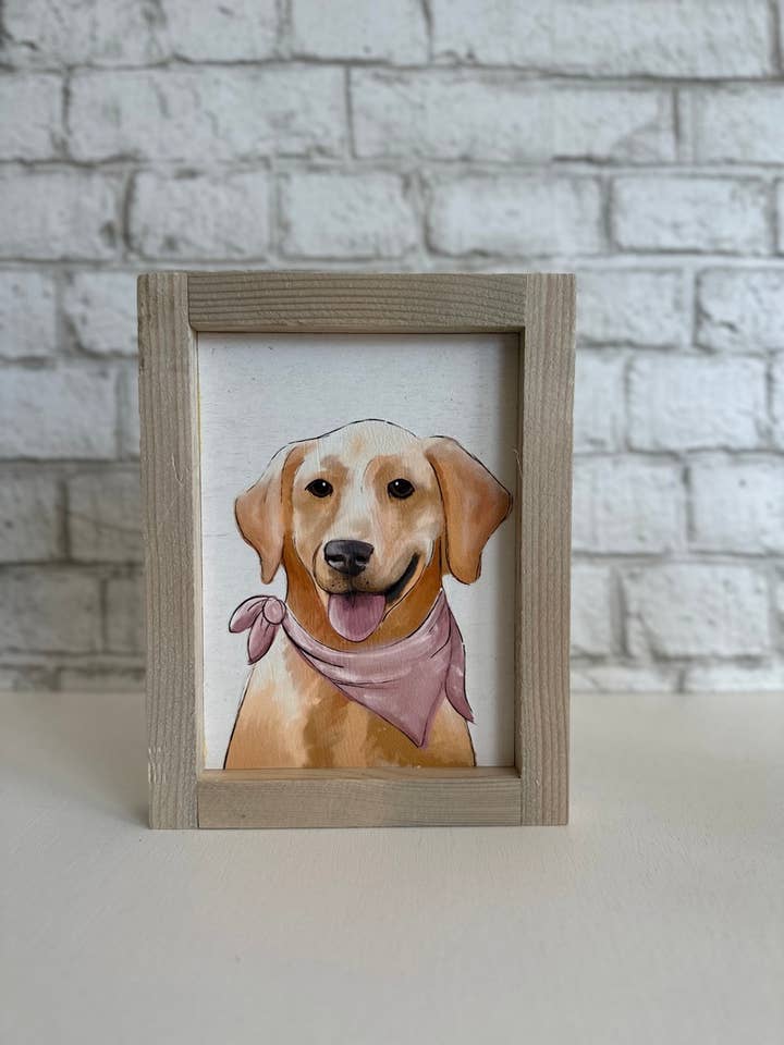 Yellow Lab / Wood Framed Print for wholesale by Averie Lane