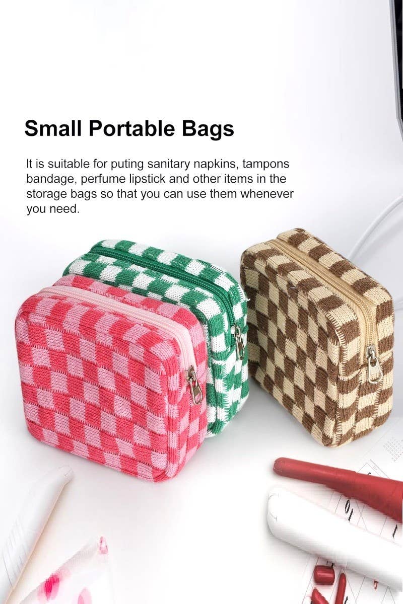 42POPS - Wholesale Makeup/Cosmetic Bag - ,,,, SI-26666 Mini Checkered Makeup Cosmetic Travel Case4