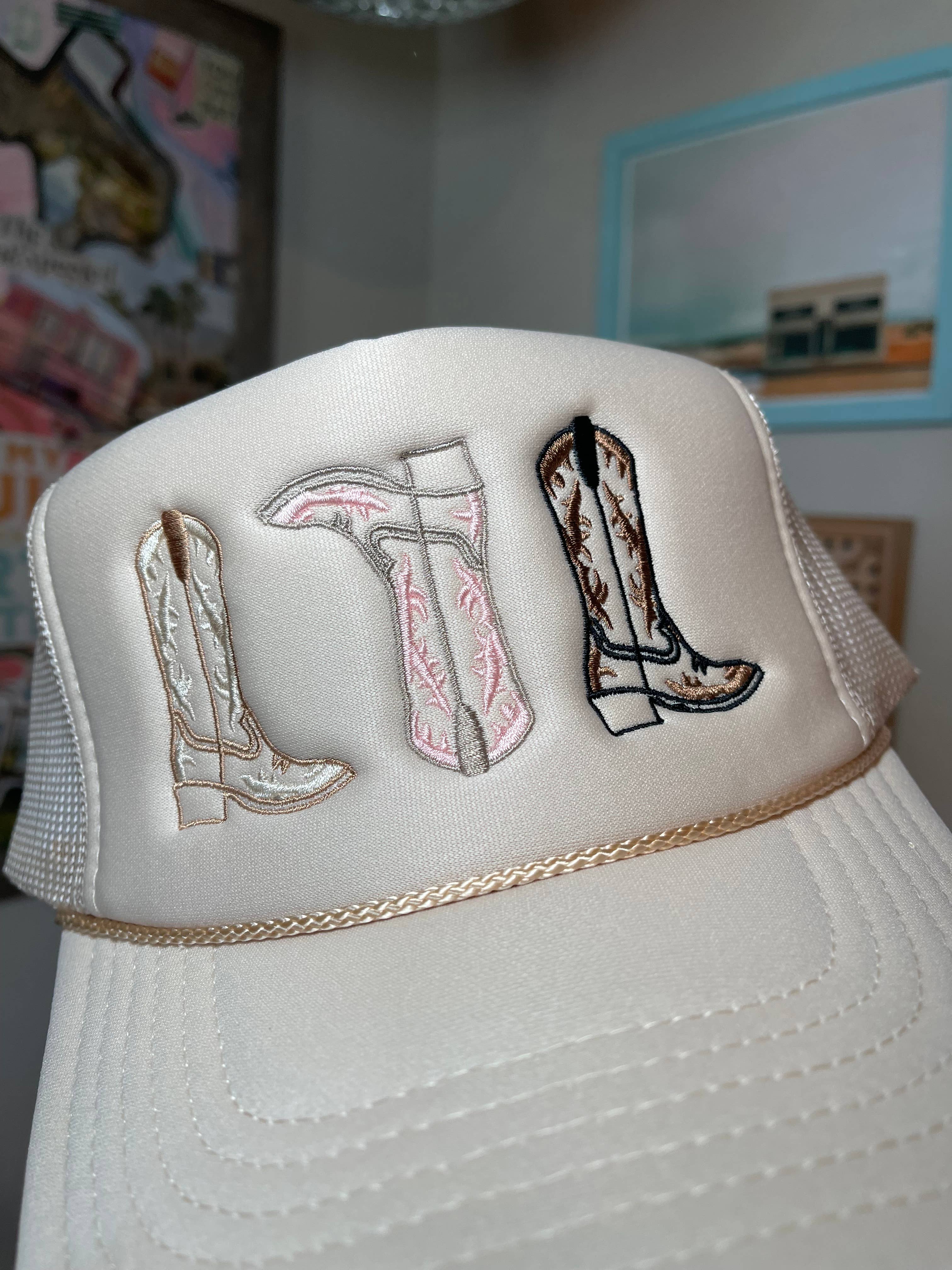 Texas Sun Creative - Wholesale Trucker Hat - Women's - Lainey 3 Boot Embroidered Trucker Hat1