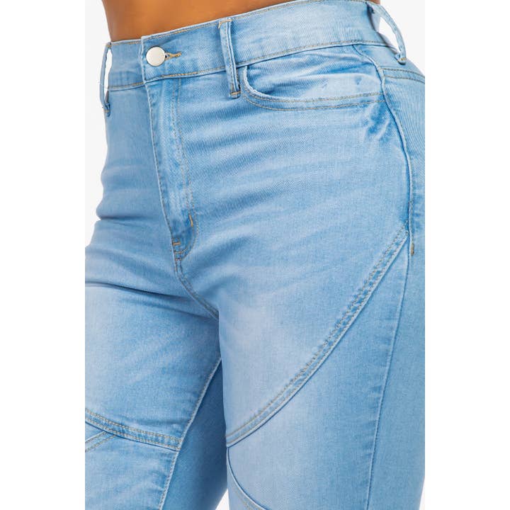 Blue Turtle - Wholesale Jeans - Women's - Seamed High Rise Skinny Jean Light Blue DH20234