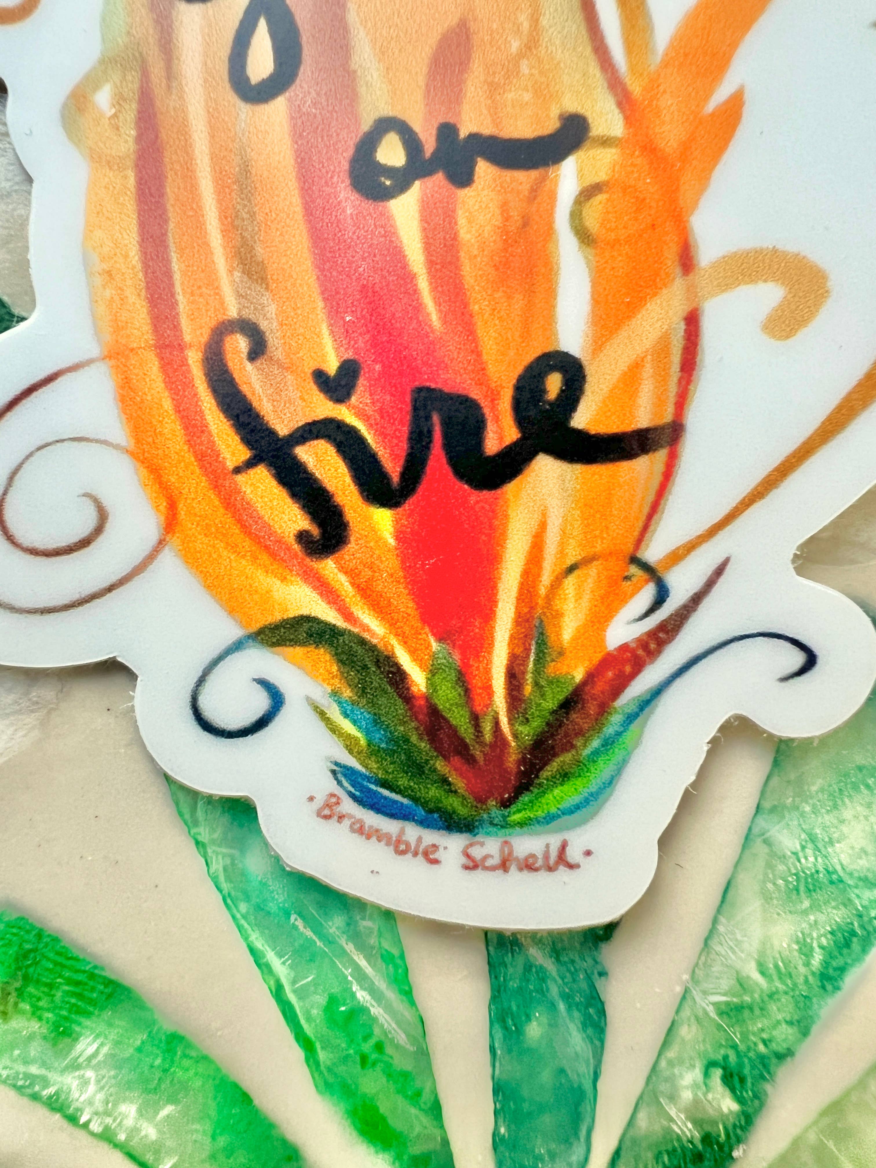 Bramble Schell Studio - Wholesale Sticker - Girl on Fire Vinyl Sticker1