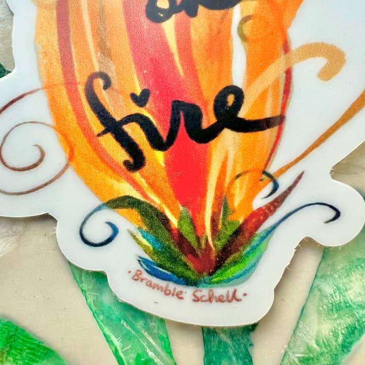 Bramble Schell Studio - Wholesale Sticker - Girl on Fire Vinyl Sticker1