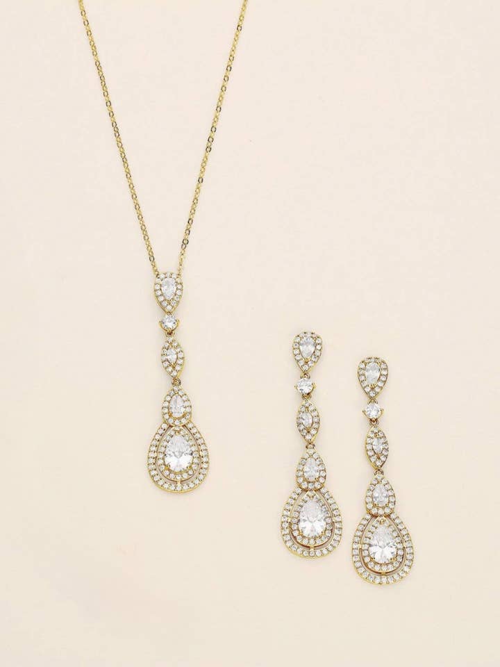 Aimee Long CZ Smykkesæt for engroshandel hos allureweddingjewelry