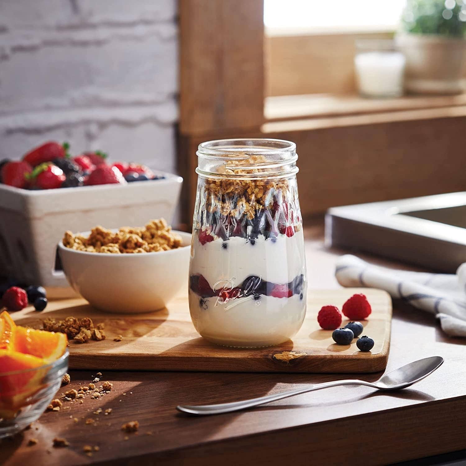 Innovarix - Vente Pots - Bocaux Mason en forme de flûte de 16 oz avec couvercles hermétiques et bandes6