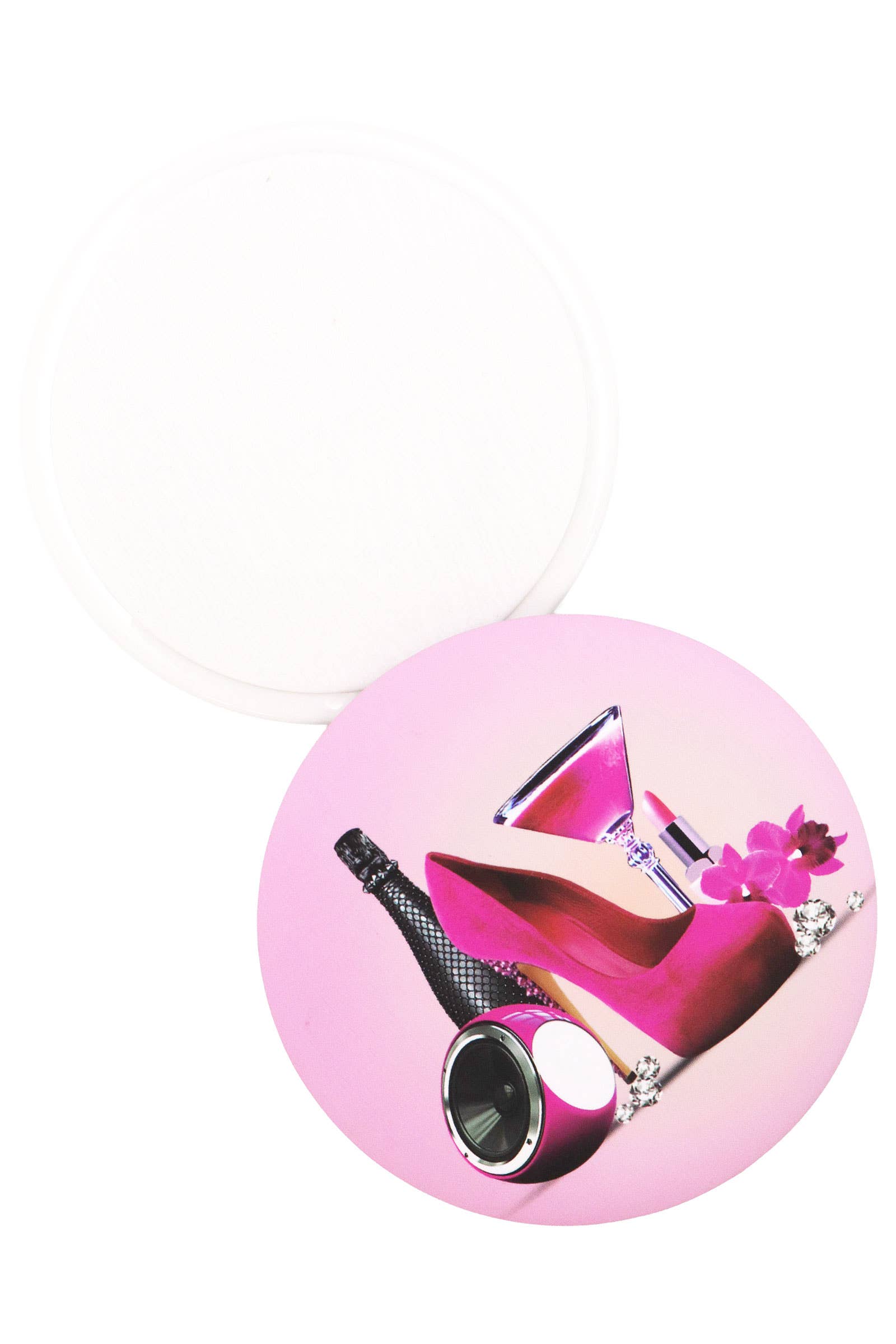 ASSORTED Beauty Salon Heels Circular Compact Mirror for wholesale on Faire2