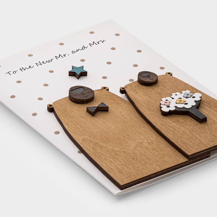 3D Wooden Wedding Card – New Mr & Mrs Greeting by PESKOVOI for wholesale by PESKOVOI