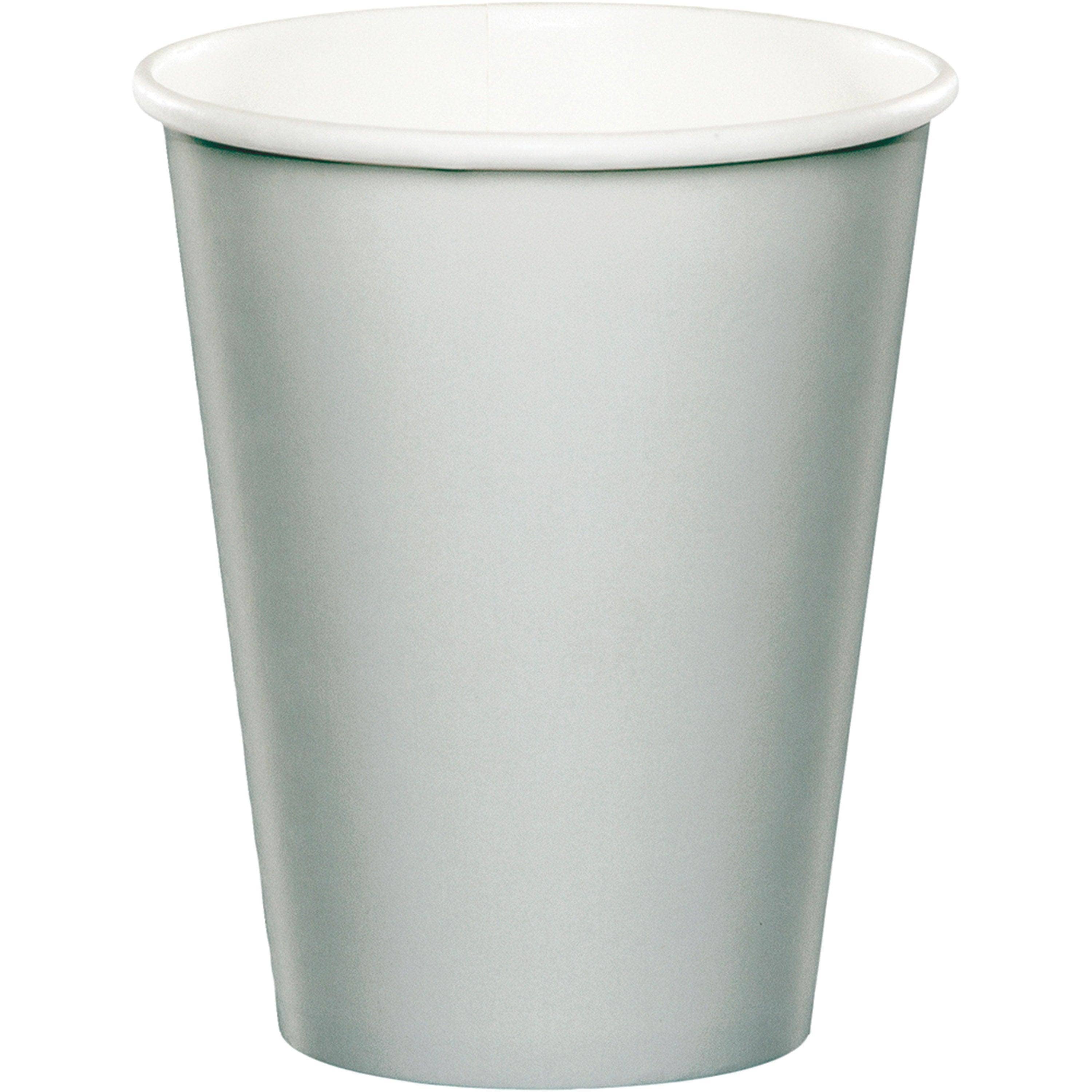 KT Supply - Wholesale Disposable Cup - 9 oz Hot/Cold Paper Cups Shimmering Silver, Case of 2400