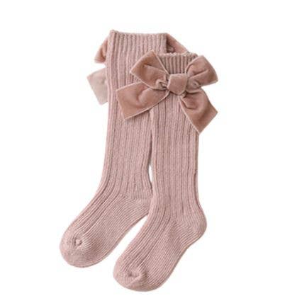 Bodoke Kids Boutique - Vente Chaussettes – enfant et bébé - Chaussettes hautes en velours avec nœud3