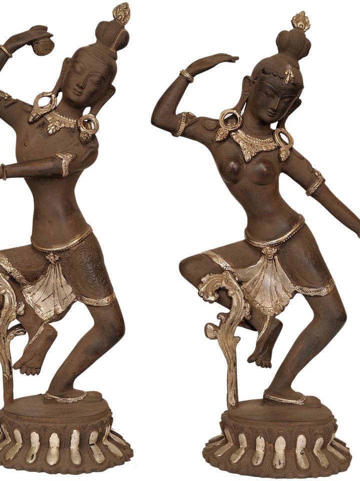 16" Dancing Shiva and Parvati In Brass | Goddess Statue for wholesale by Exotic India Art