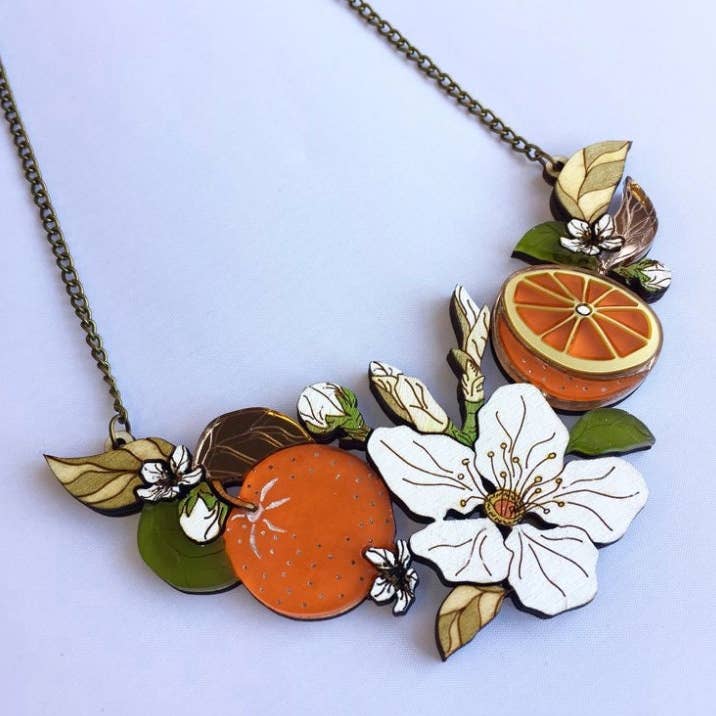 St Clemens Orange Blossom Statement Necklace for wholesale by Working Clasp