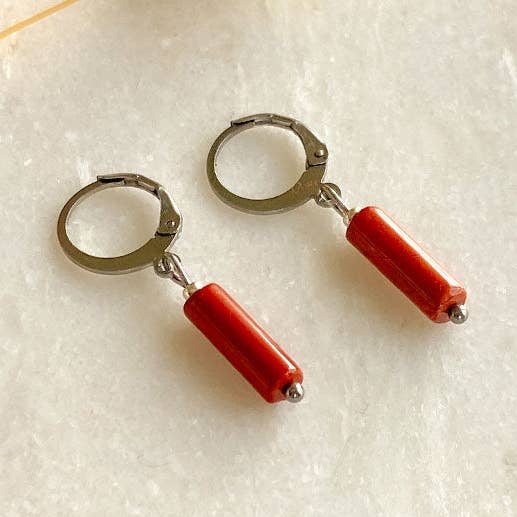 Ohrringe aus rotem Jaspisrohr, Silber für den Großhandel von Mystic Jewelry