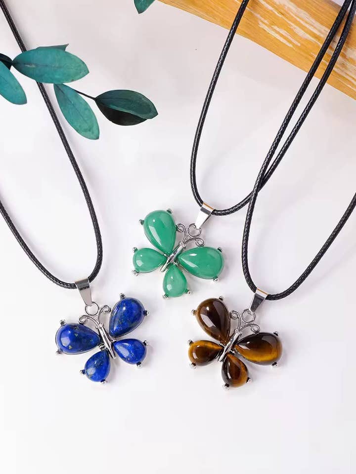 Butterfly Effect Crystal Gemstone Necklace Pendants for wholesale by Earth's Gems BTQ
