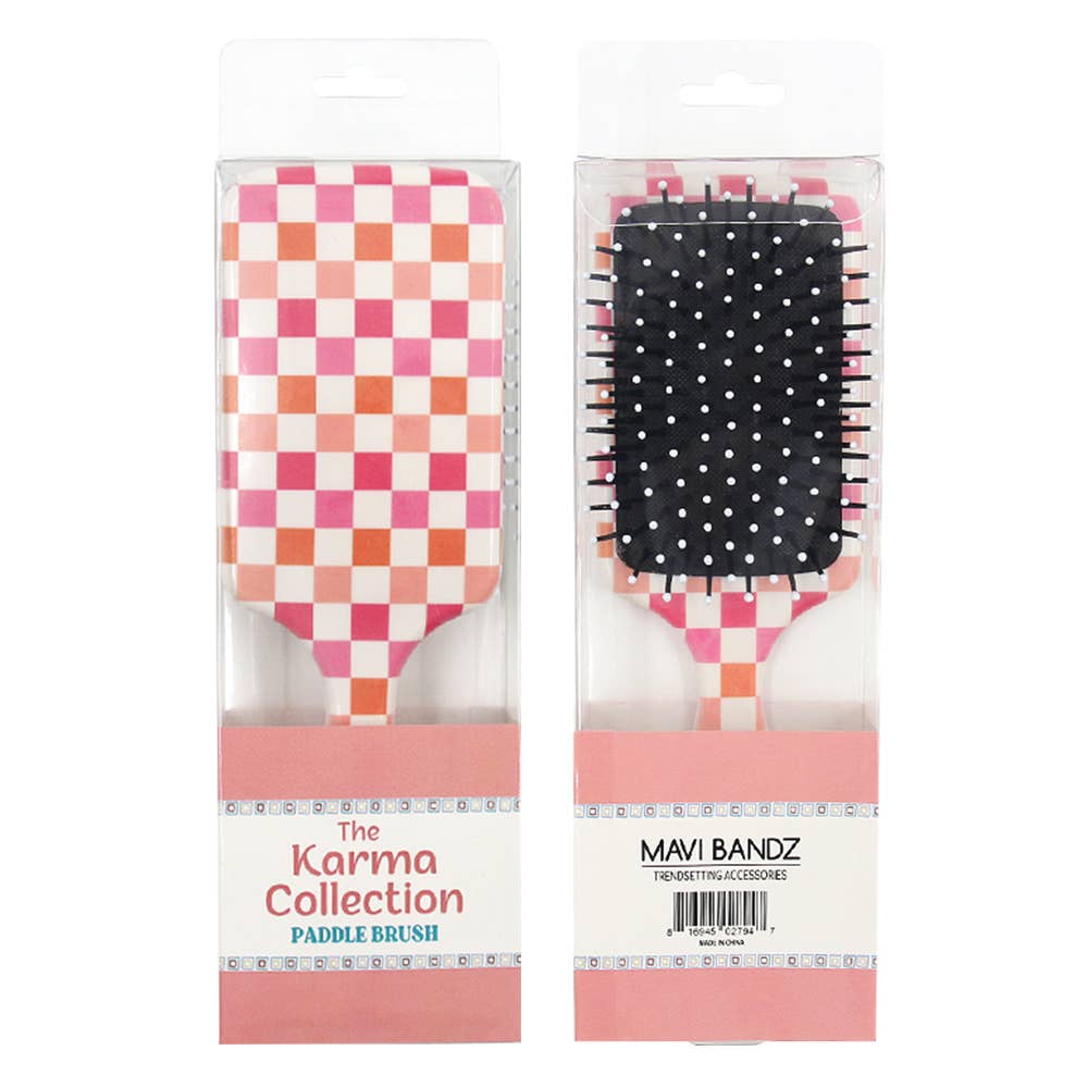 Mavi Bandz - Wholesale Hair Brush/Comb - Karma Collection Fun Pattern Paddle Hair Brush Smiley Floral1
