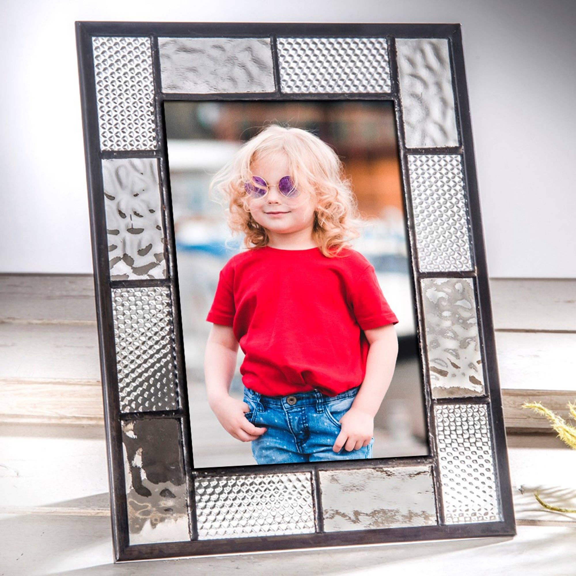 J Devlin Glass Art & Bert Anderson Collection - Wholesale Picture Frame - Pic 429 Grey and Textured Clear Glass - Easel Back Frame Series0