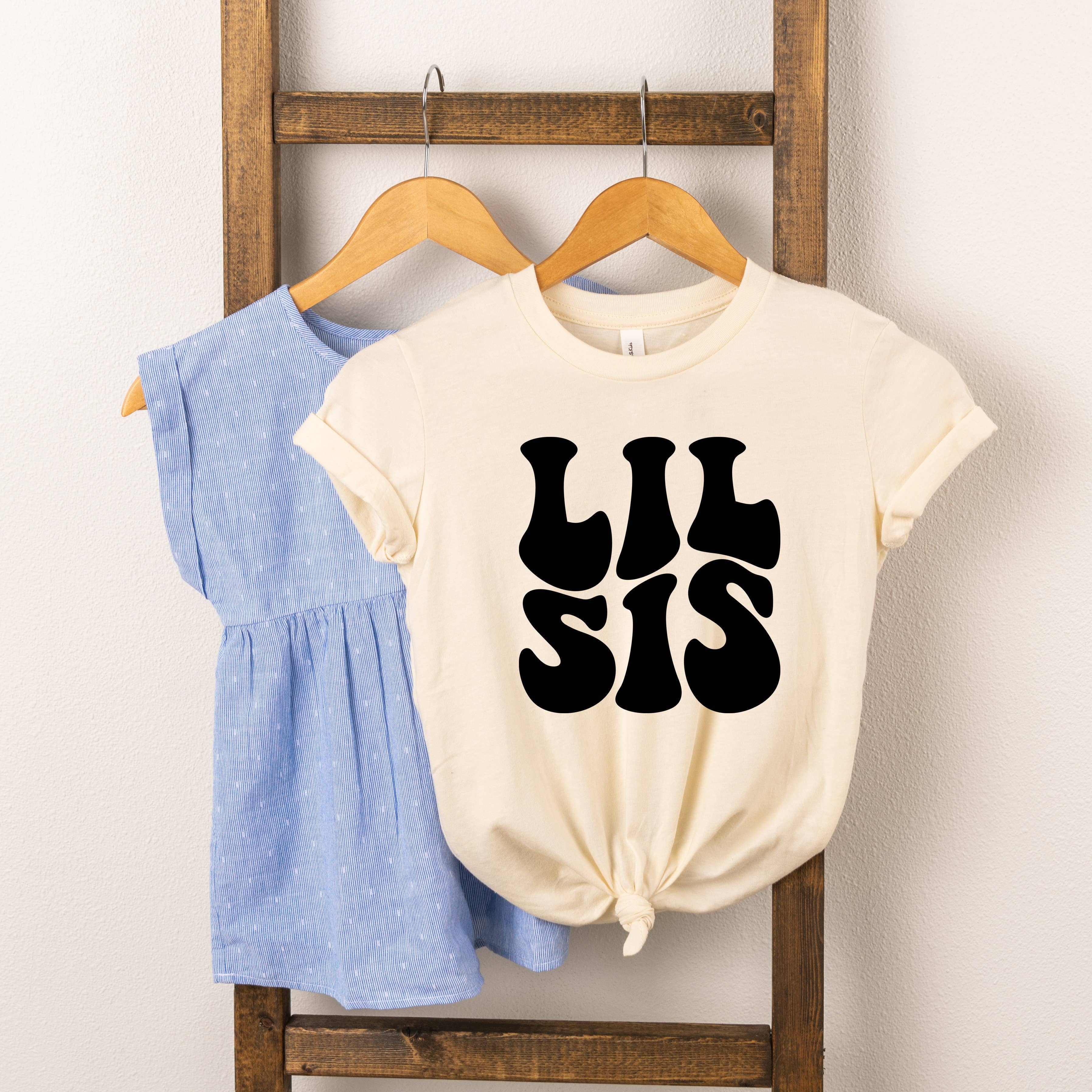Olive And Ivory Wholesale - Wholesale Screen Printed T-Shirt - Kids - Lil Sis Wavy | Sister | Toddler Short Sleeve Crew Neck3