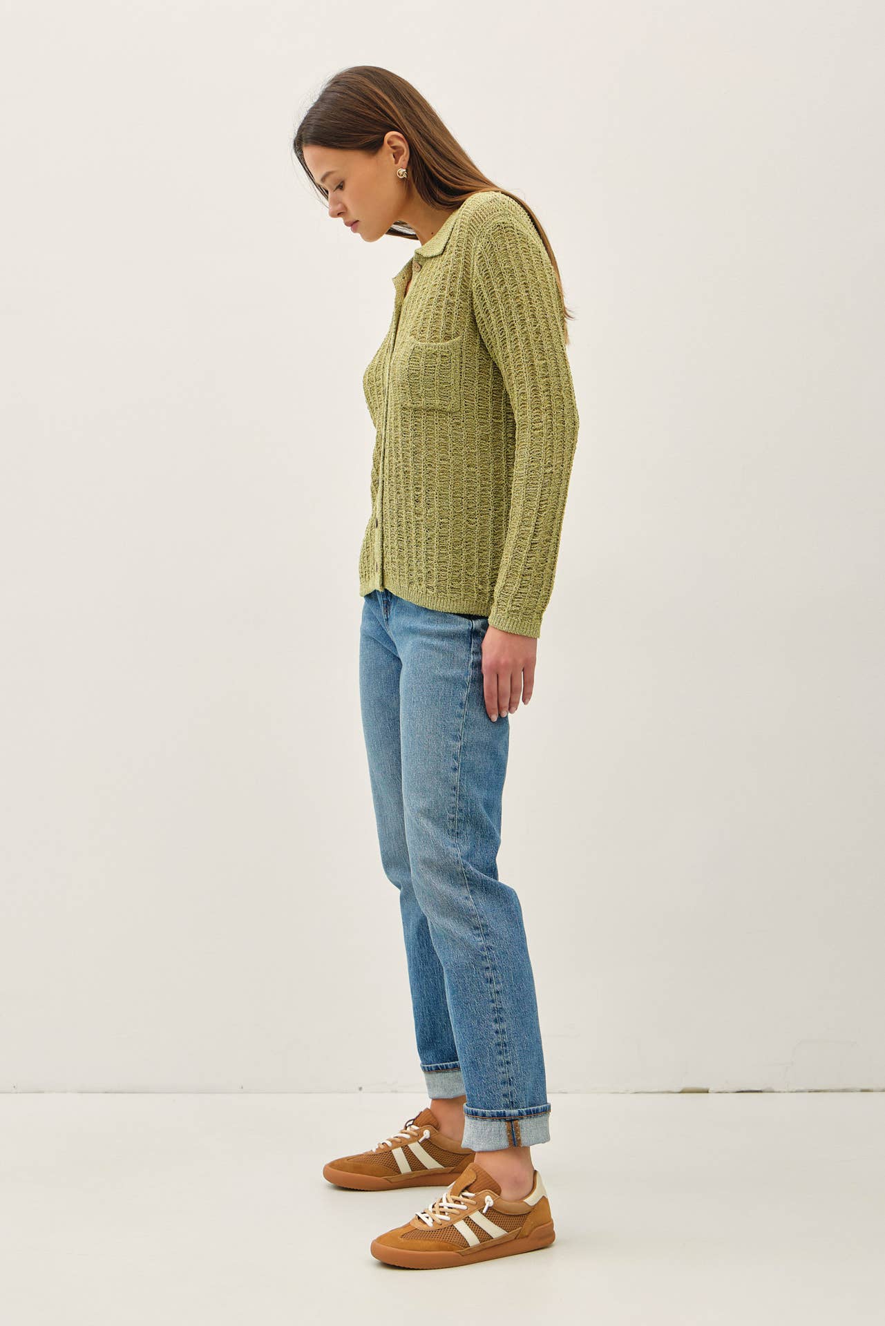 Be Cool - Wholesale Cardigan - Women's - BREEZY TEXTURED KNIT BUTTON UP COLLARED CARDIGAN 9