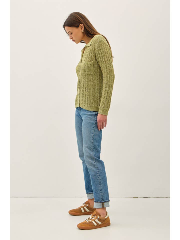 Be Cool - Wholesale Cardigan - Women's - BREEZY TEXTURED KNIT BUTTON UP COLLARED CARDIGAN 9