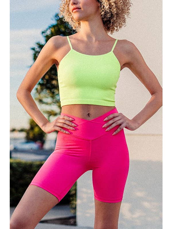 Urban Daizy - Wholesale Athletic Shorts - Women's - Cross Front High-Waisted Bike Shorts8