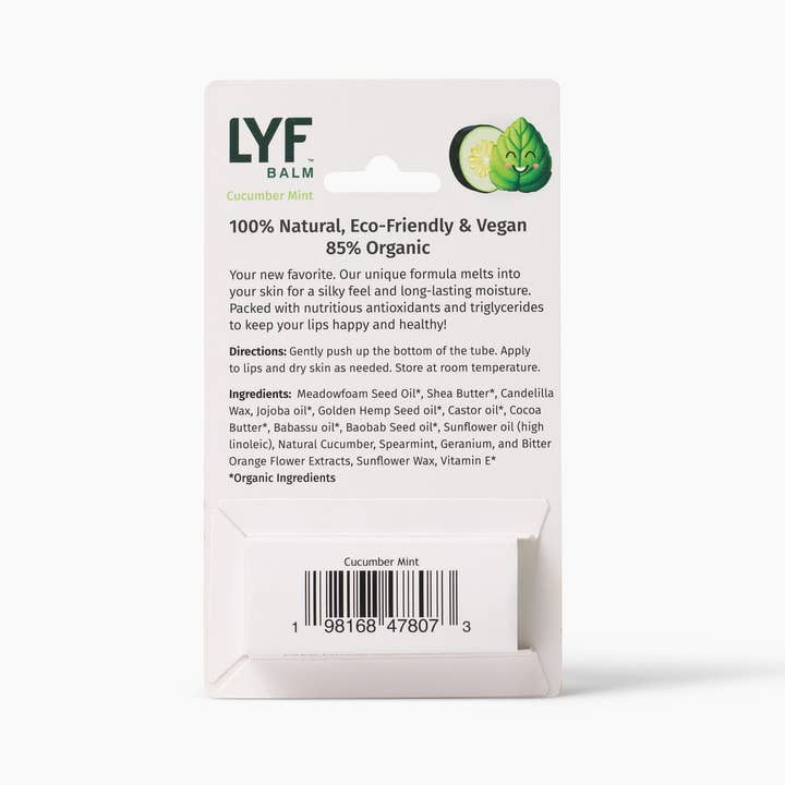 LYF BRANDS – Engroshandel Læbepomade – LYF Balm - Luksuriøs Naturlig Læbepomade - Agurkemynthe