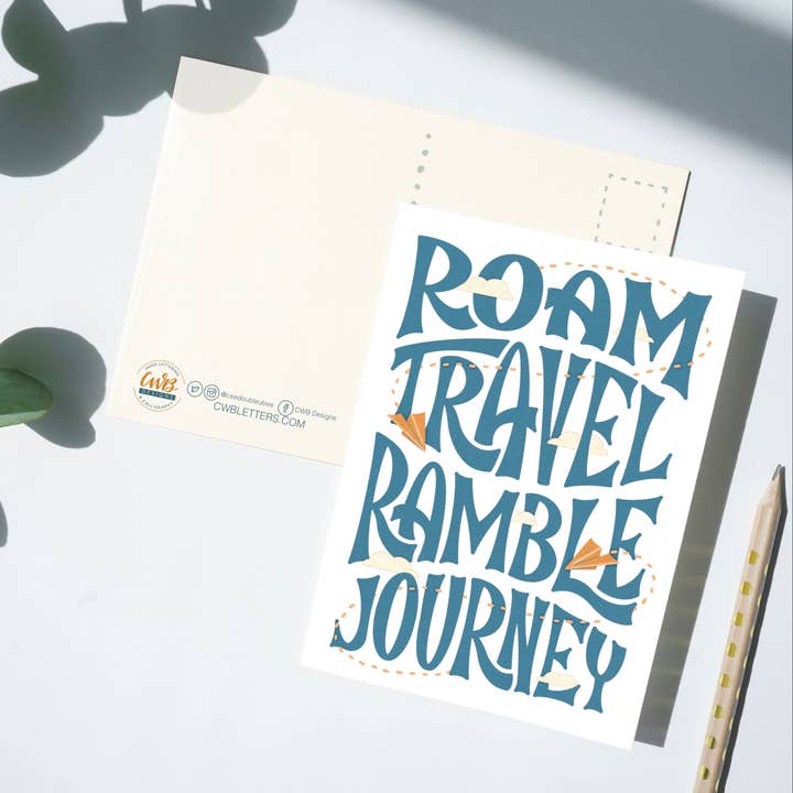 Cartão postal Roam Travel Ramble Journey 4"x6" por atacado de CWB Designs