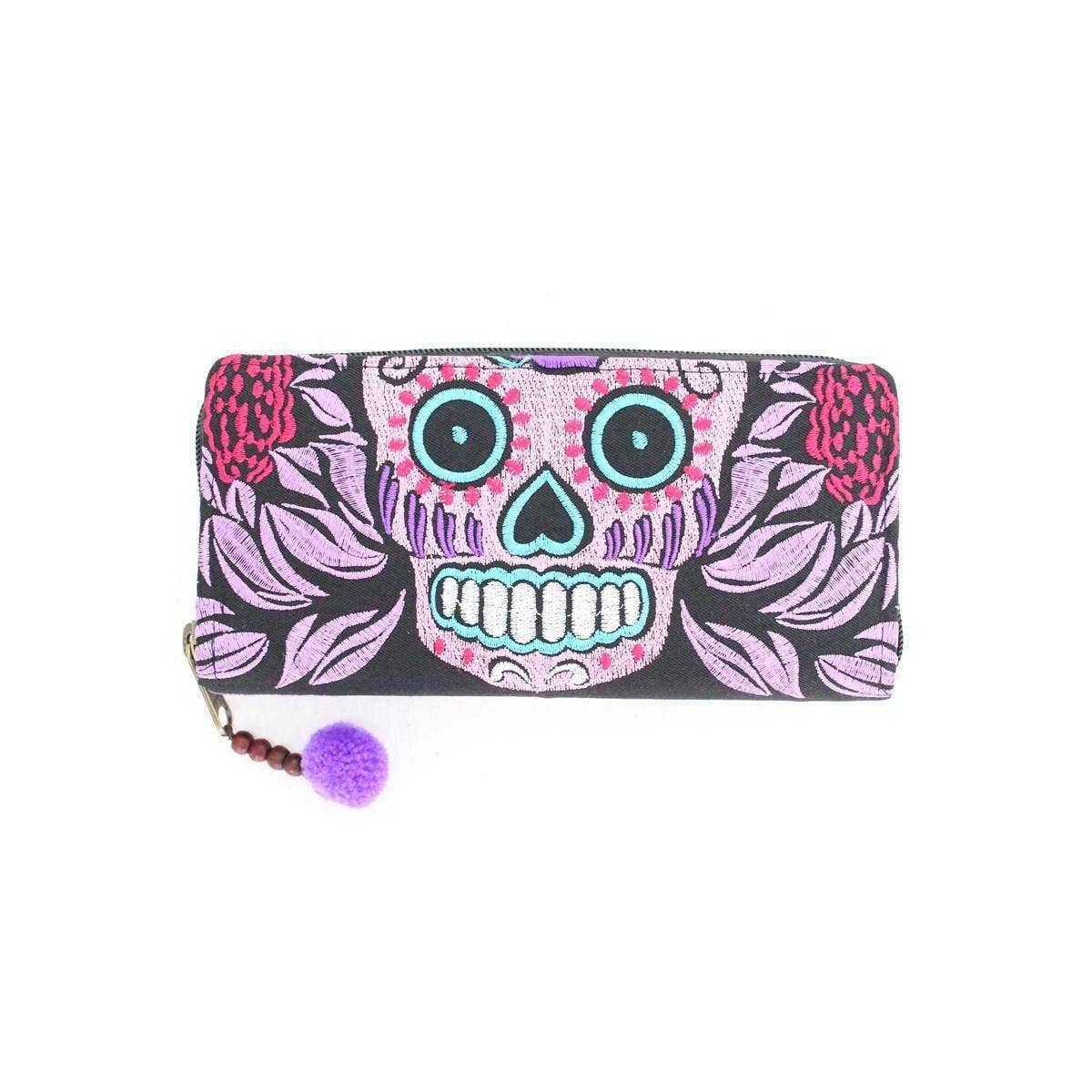 Lumily – Großhandel Brieftasche – Damen – Kulturen Zuckerschädel Tag der Toten Bestickte Geldbörse - Thailand7