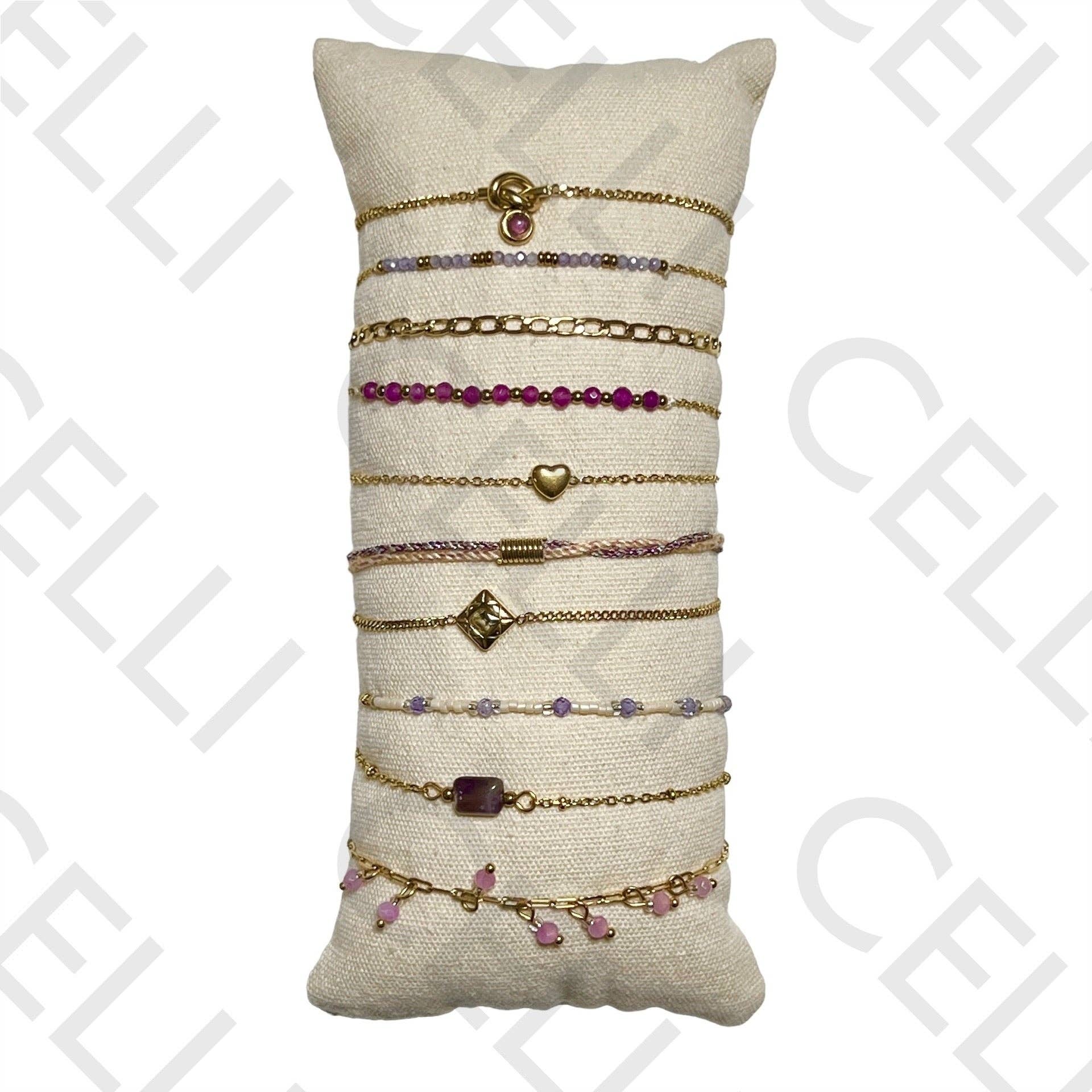 Celli Biju - Wholesale Jewelry Set - Set of Bracelets (10 pcs) - faceted crystals, natural stones, and steel1