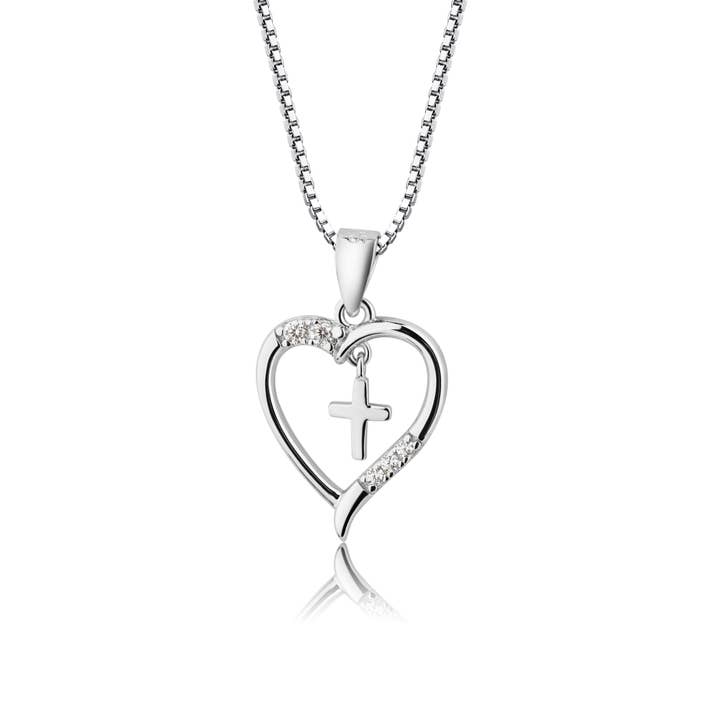 Sterling zilveren kruishartketting voor kinderen voor meisjes voor wholesale door Cherished Moments