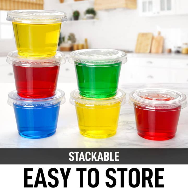 Zulay Kitchen - Wholesale Food Storage Container - Clear Jello Shot Cups with Lids - Plastic Portion Cup