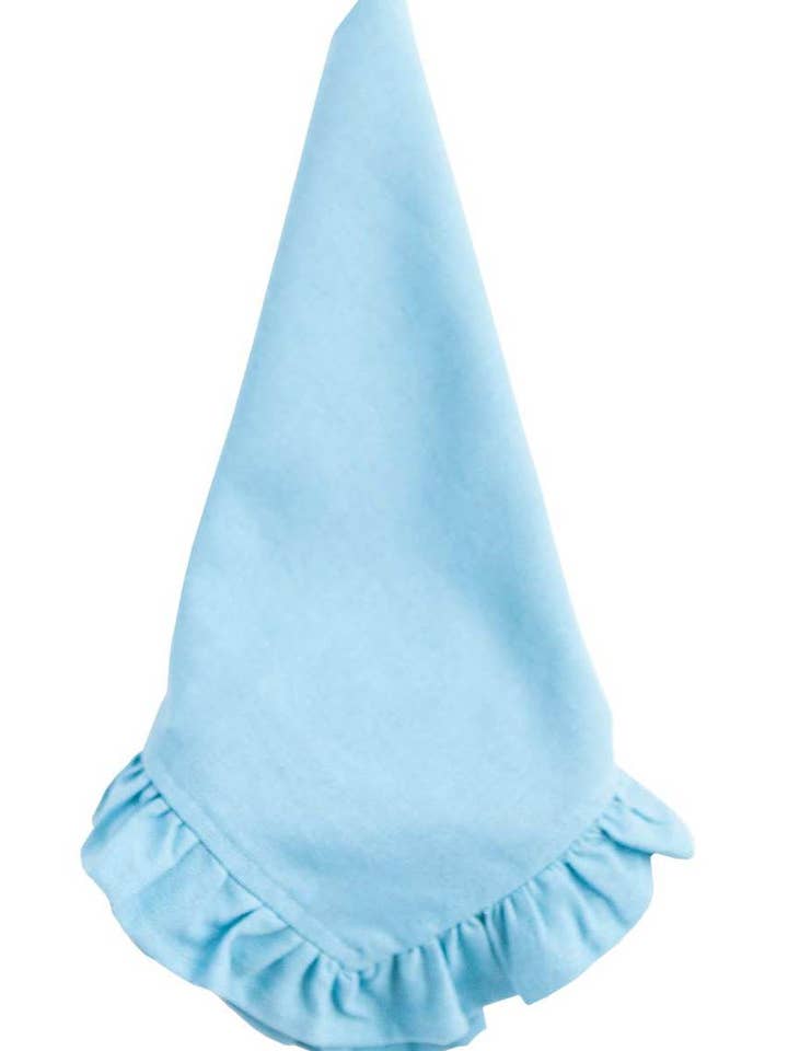 serviettes de table en tissu à volants uni bleu océan pour la vente par Hen House Linens