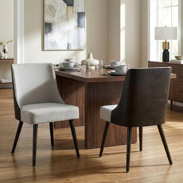 Set of 2 Esmy Fabric Chairs with Bentwood Back and Wood Legs for wholesale by Glamour Home