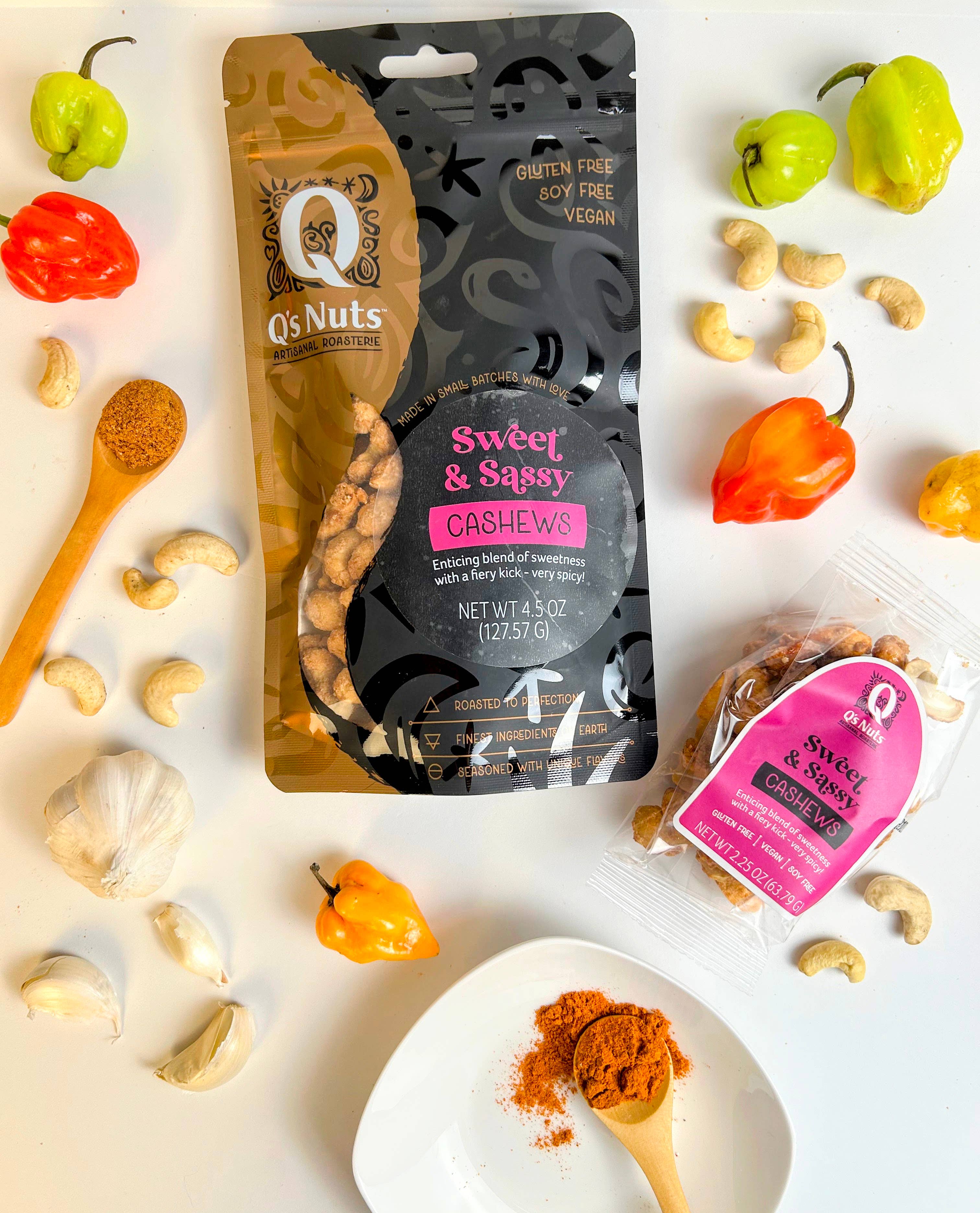 Q's Nuts, LLC - Wholesale Nuts - 2.25 oz Sweet and Sassy Cashews2