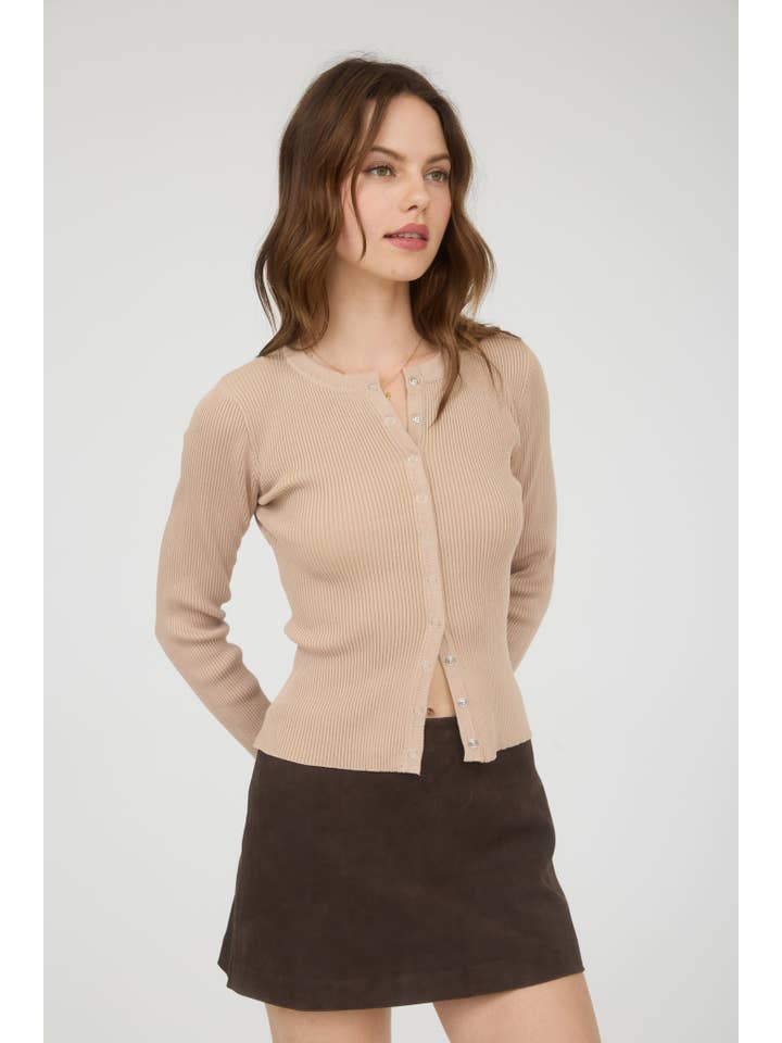 The Workshop Studio - Vente Cardigan – femme - GILET EN MAILLE À COL ROND AVEC BOUTONS-PRESSION24