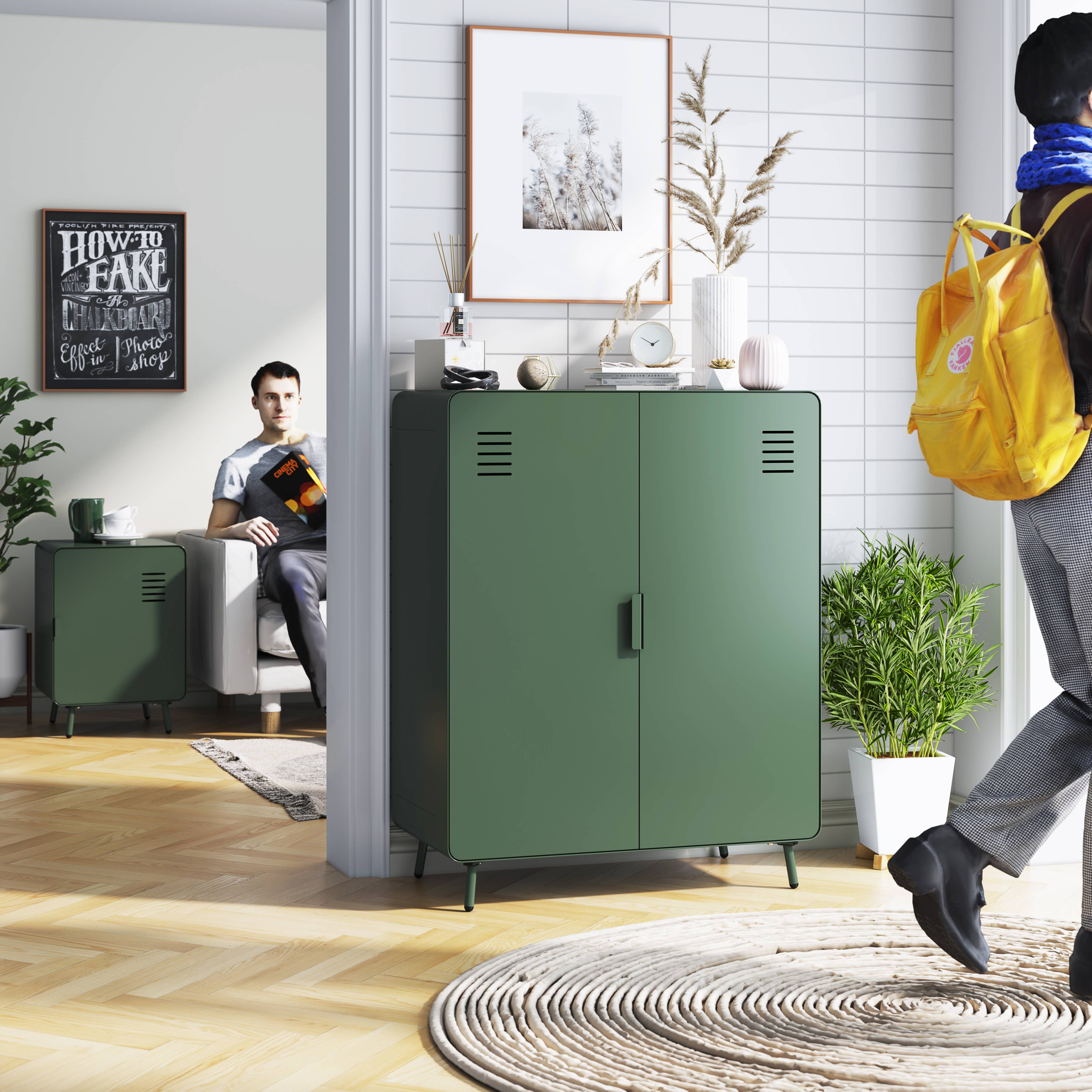 HOMYCASA DESIGN INC - Wholesale Cabinet - Industrial 2-Door Steel Storage Cabinet - 31.5" Wide27