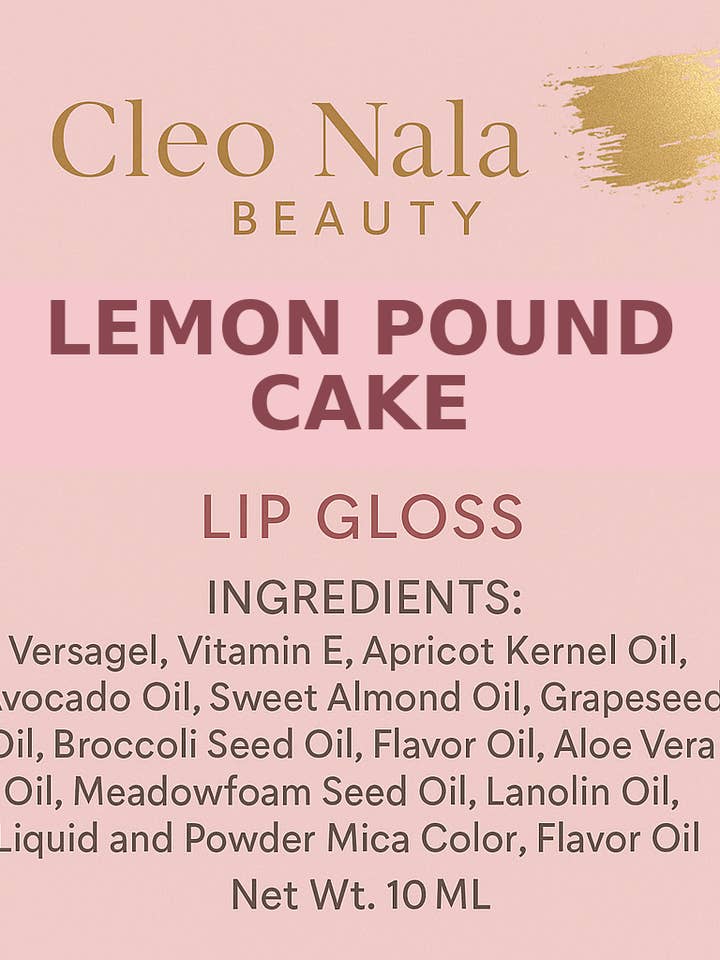 Lemon Pound Cake Lip Gloss | Gift for Her | Beauty Gift for wholesale by Cleo Nala