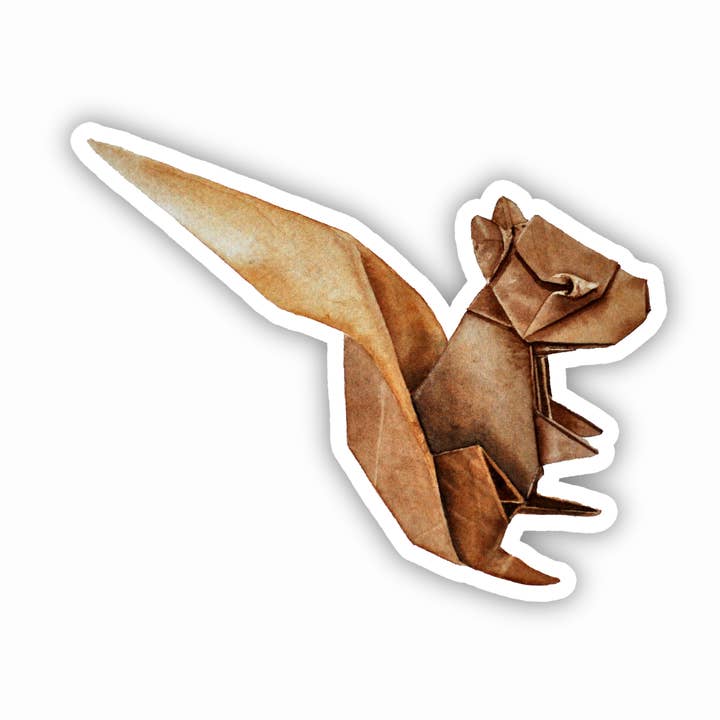 Origami Squirrel Vinyl Sticker, Paper Wildlife Decal for wholesale by CMarie Northwest