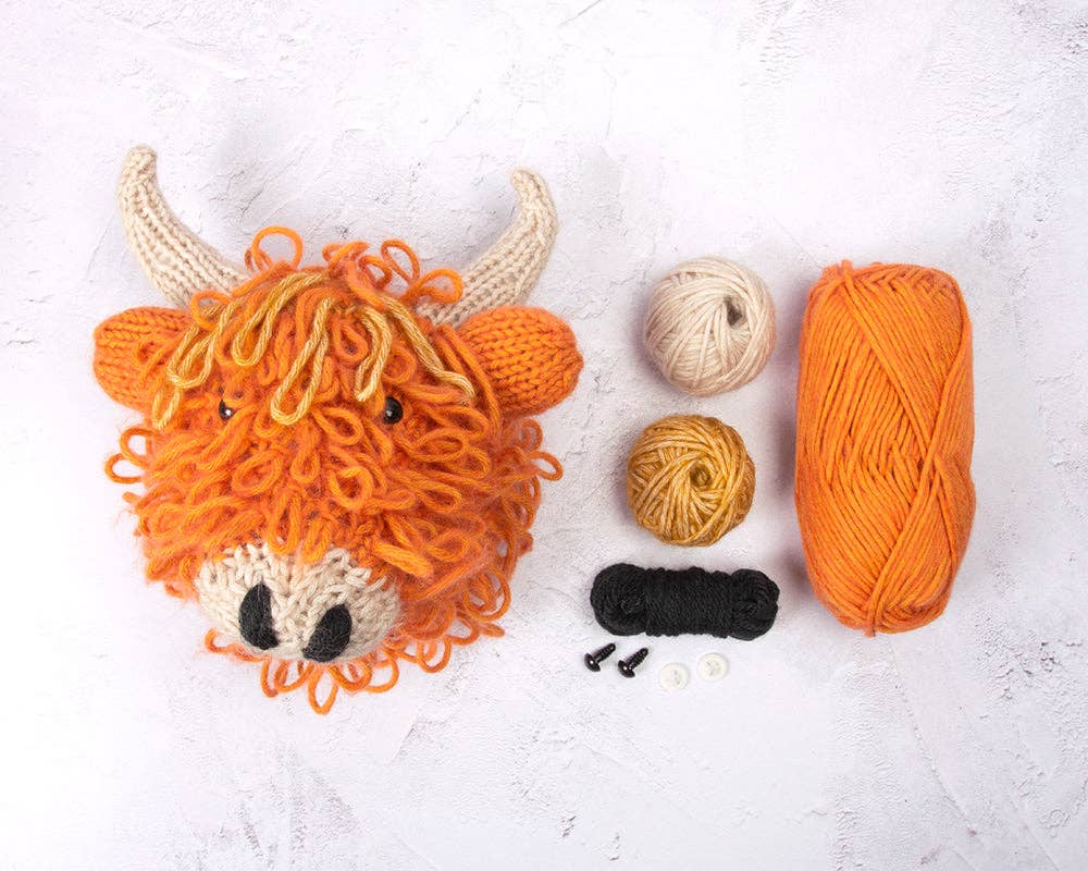 Sincerely Louise - Wholesale DIY Craft Kit - Mini Highland Cow Head Knitting Kit2