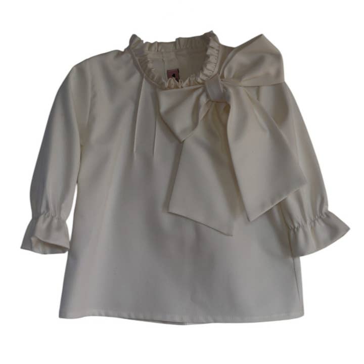 Blusa de lazo marfil 25686 para venta al por mayor de Phi Clothing