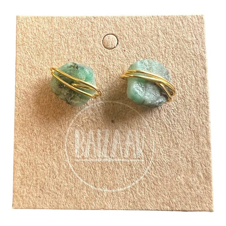 Baizaar - Wholesale Stud/Post Earrings - Wrapped Raw Stone Stud Earrings