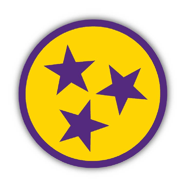 Tri-Star Tennessee Aufkleber (Lila/Gold) für den Großhandel von Golden Hour Press Co.