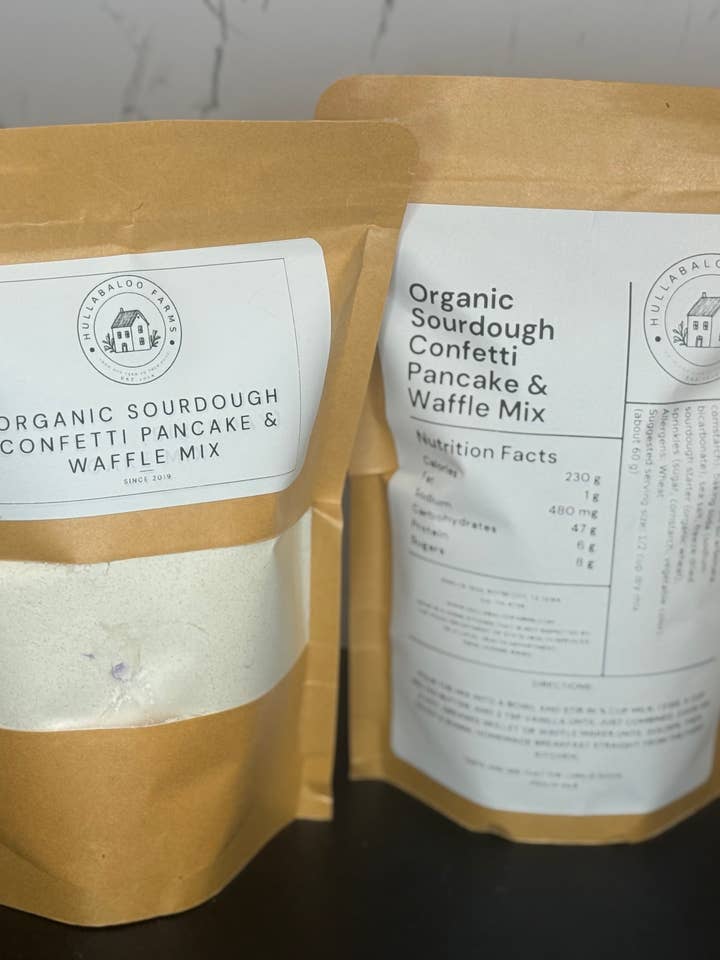 Miscela per Pancake e Waffle Confetti a Lievito Naturale Biologico per la vendita all'ingrosso da parte di Hullabaloo Farms
