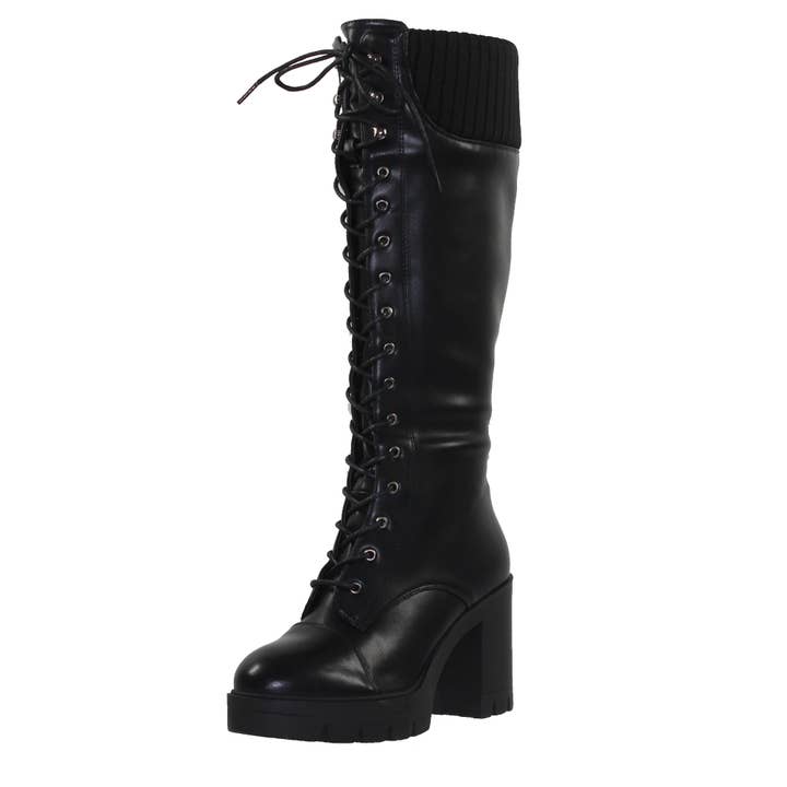 SOBEYO - Wholesale Combat/Military Boots - Women's - Women's Chunky Platform Combat Boots Knit Cuff