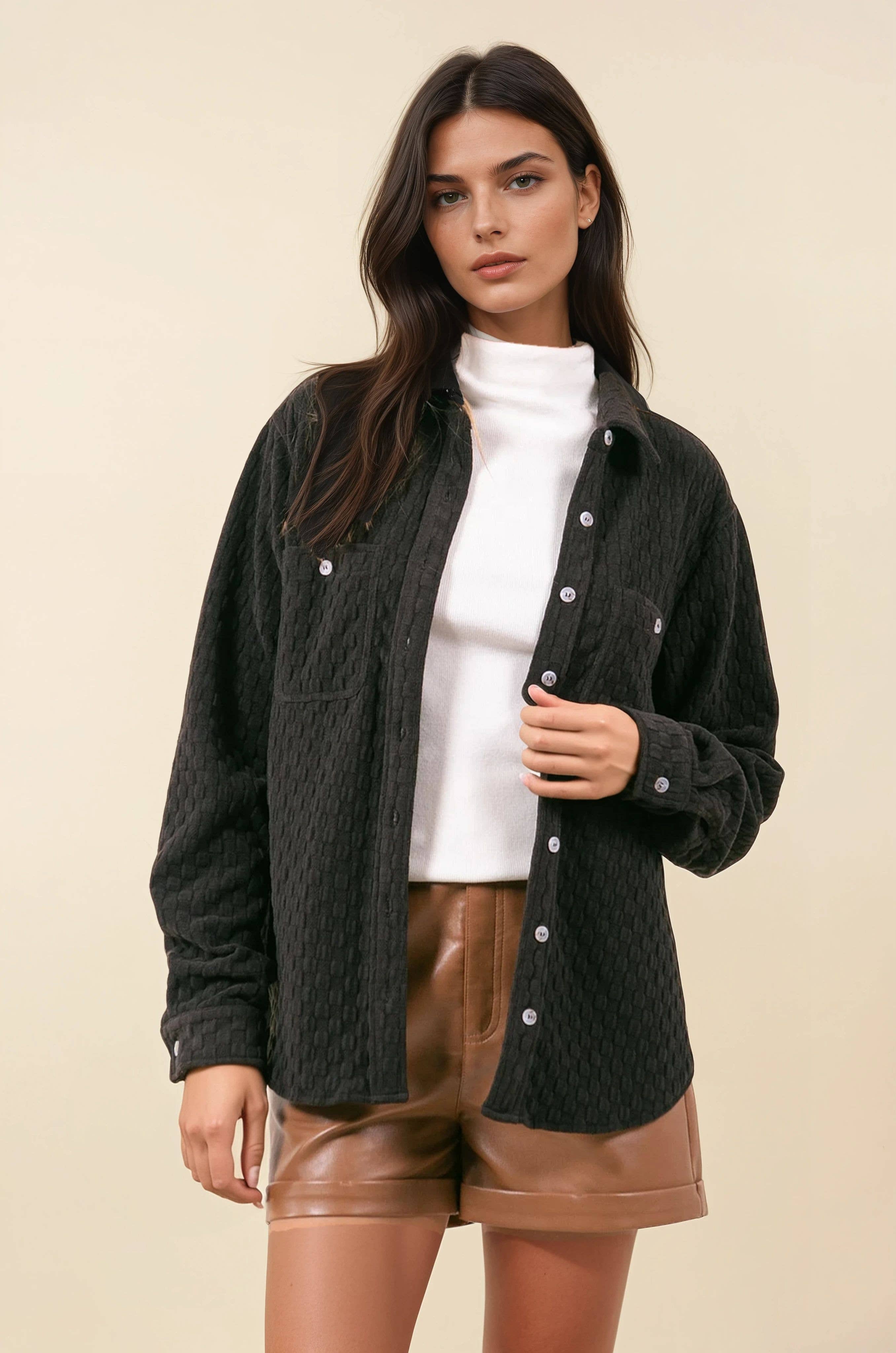 Doe and Rae - Vente Chemise à col boutonné – femme - CHEMISE BOUTONNÉE TEXTURÉE - 43670T-16